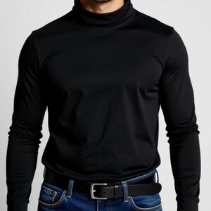 Denver Hayes Turtleneck Shirt Mens Size XL Black Modern Fit Stretch Base Layer